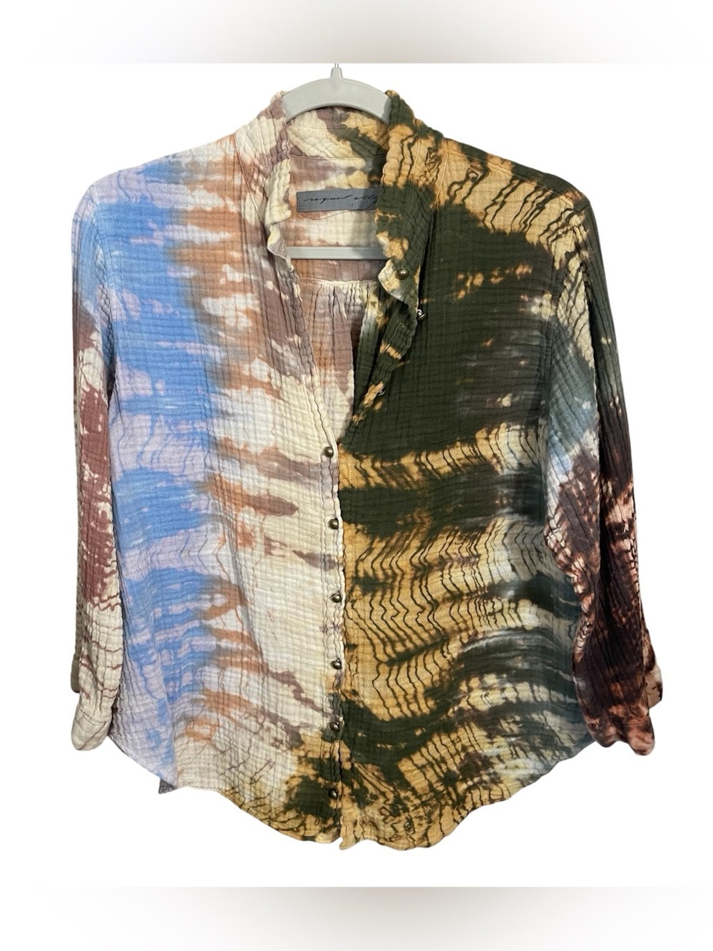 RAQUEL ALLEGRA abiquiu gauze essential blouse in colorful tie dye